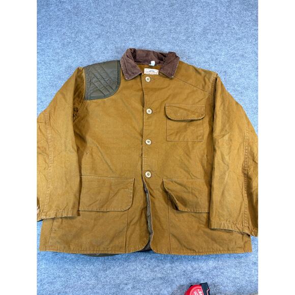 VINTAGE SafTBak Chore Jacket Mens XL Brown Duck Canvas Corduroy Collar Hunting - Picture 1 of 6
